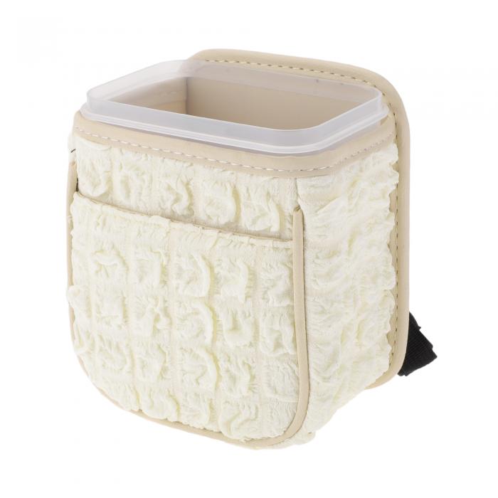 A ABSOPRO 車用ゴミ箱 ポータブル 取り付け式 15cm 長さ 11cm 幅 19cm 高さ ゴミ箱 ファブリック ベージュ ホワイト 1個