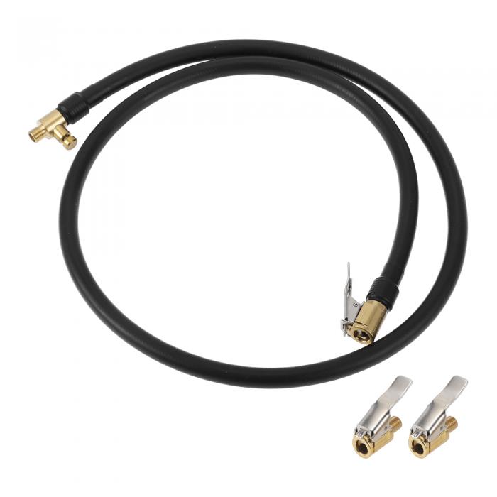 TUCKBOLD 車用タイヤインフレーターエクステンションチューブ0.305インチx32TPI 耐久性のあるエアポンプ延長ホースアダプタータイヤバルブ ブラック 1セット 39.37インチ 12.6mm OD 可変式