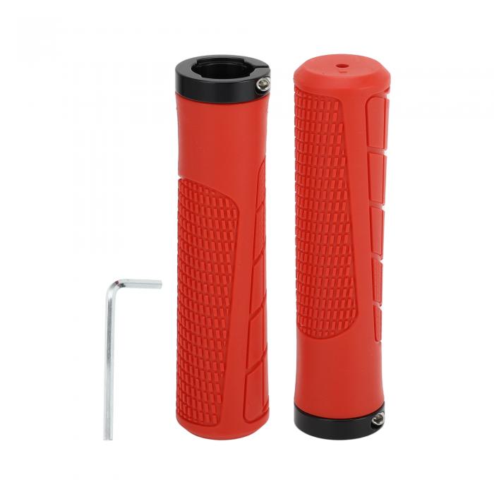 TUCKBOLD 自転車ハンドルグリップカバー 135mm 長軽量 | 自転車エンドグリッププロテクター レッド 1ペア