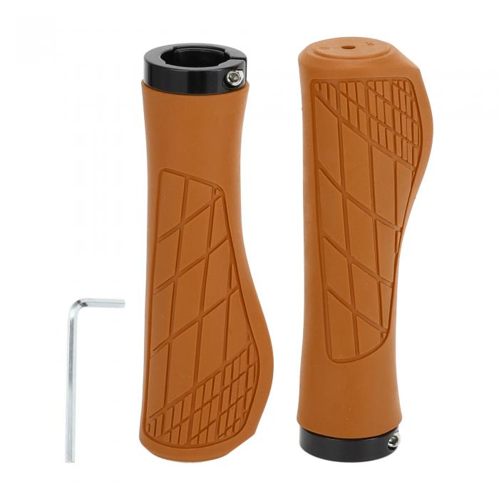 TUCKBOLD 自転車ハンドルグリップカバー 134mm 長軽量 | 自転車エンドグリッププロテクター ブラウン 1 ペア
