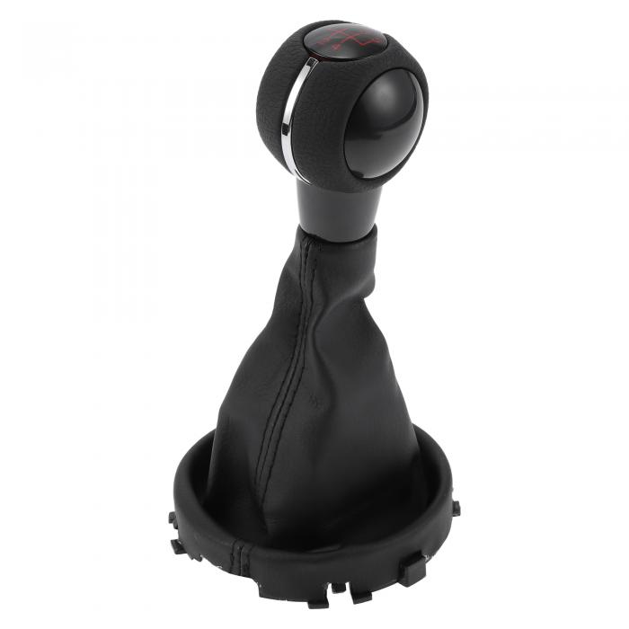 TUCKBOLD ミニクーパーに対応F55 F56ハッチバック用5速マニュアルギアシフトノブカバー付き | ギアボックススティックシフトレバーノブ ブラックレッドプラスチックフェイクレザー1個