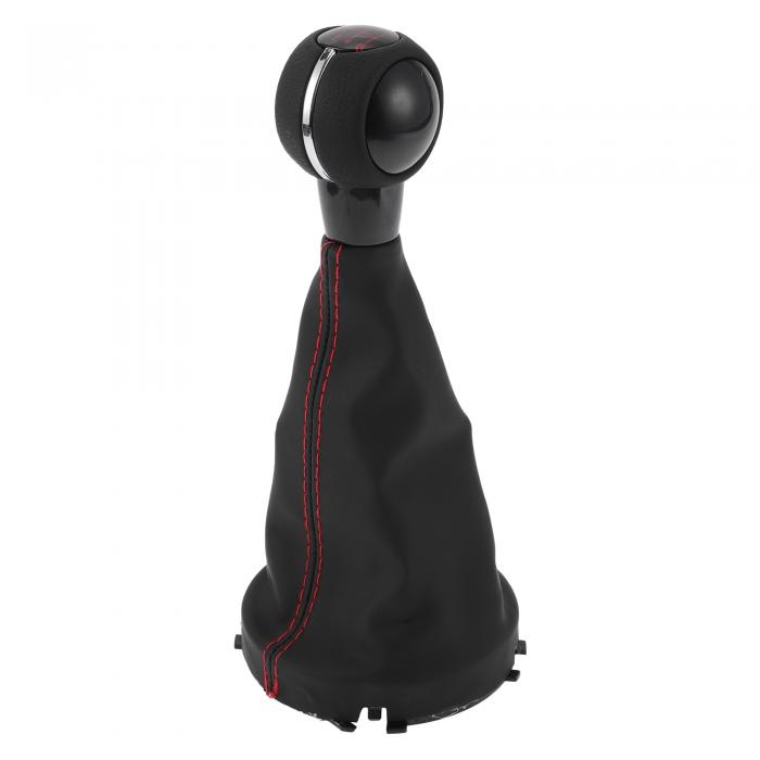 TUCKBOLD ミニクーパーに対応F55 F56ハッチバック用6速マニュアルギアシフトノブカバー付き | ギアボックススティックシフターレバーノブ ブラックレッドプラスチックフェイクレザー1個