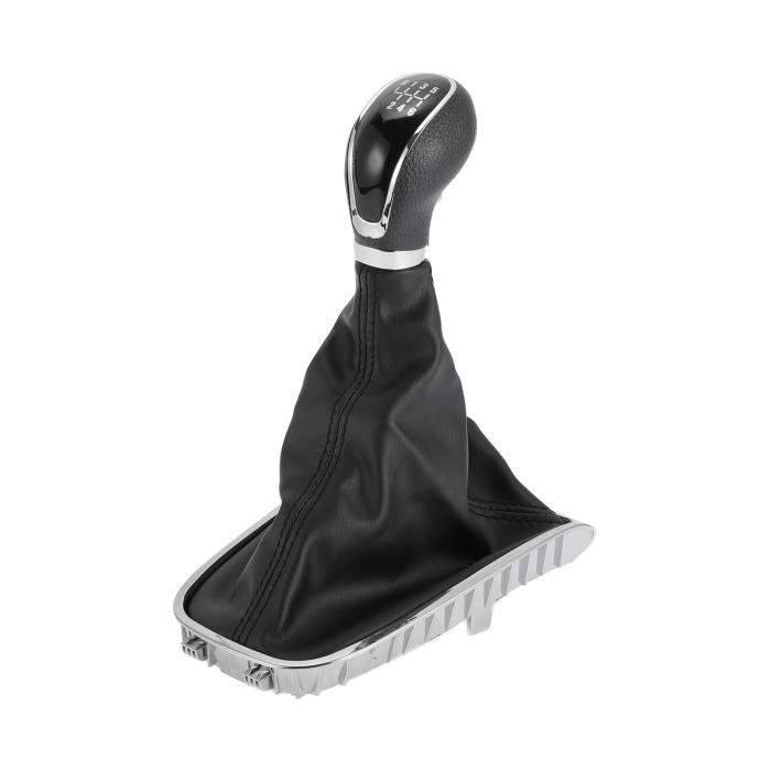 TUCKBOLD オペルに対応用アストラ用6速マニュアルギアシフトノブカバー付き | ギアボックススティックシフターレバーノブ ブラッククロームシルバートーン プラスチックフェイクレザー 1個