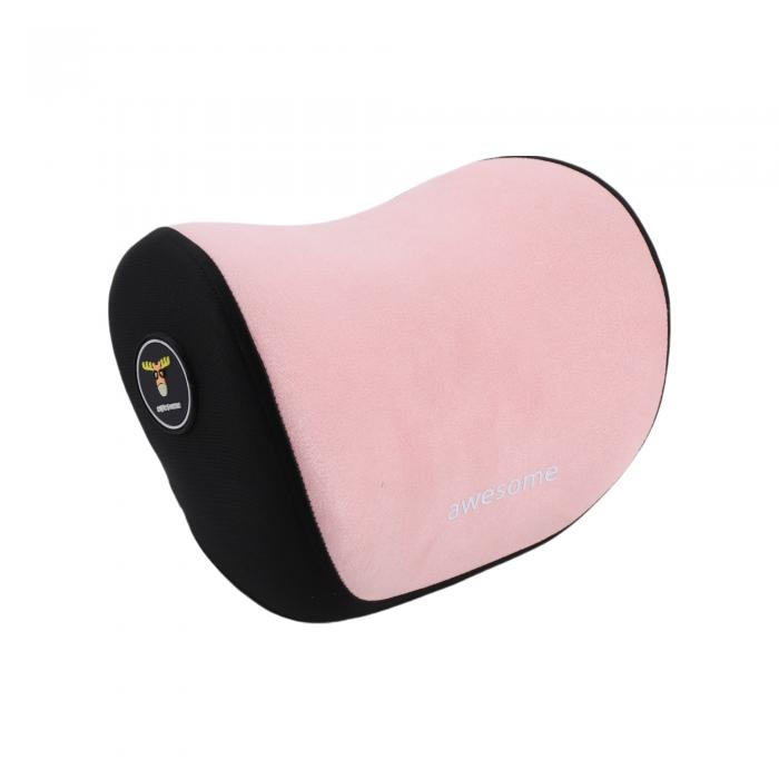 Partuto 1個のユニバーサルカーシートネックピロー - 首と背中のためのカーシートヘッドレストピロー - 通気性のある綿製ピンク