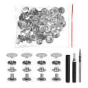 uxcell 25セット レザースナップファスナーキット15mmメタルスナップボタンプレススタッズレザーリベットスナップ 3つ セッターツール付き 服 ジャケット ジーンズ バッグ用 ホワイト
