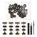 uxcell 25セット レザースナップファスナーキット15mmメタルスナップボタンプレススタッズレザーリベットスナップ 3つ セッターツール付き 服 ジャケット ジーンズ バッグ用 ブロンズ
