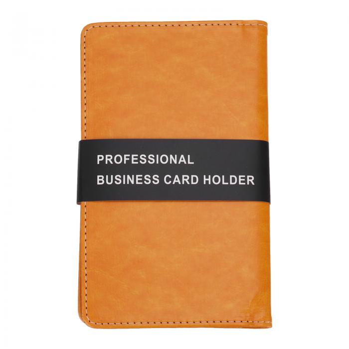 PATIKIL レザー名刺ホルダー プロフェッショナル 名刺ブックオーガナイザー 名刺ブックホルダー 240枚のカード容量 さまざまなカード用 オレンジ