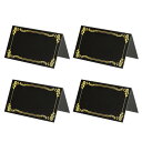 PATIKIL 25個 予約席のサイン 金色エッジ印刷 テーブルテント空白カード 黒(3)