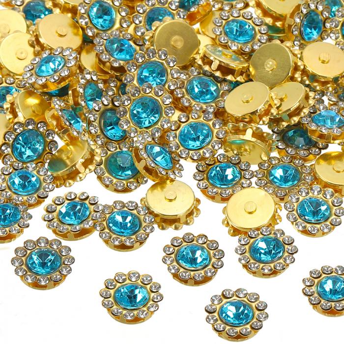 PATIKIL 12 mm フラワー クロー 縫い付け パール ラインストーン 100個 水晶 ガラス メタル ベース フラワー クロー 宝石 水晶 DIY クラフト 靴 ドレス 服 イヤリング ベルト 裁縫 アクセサリー レイクブルー