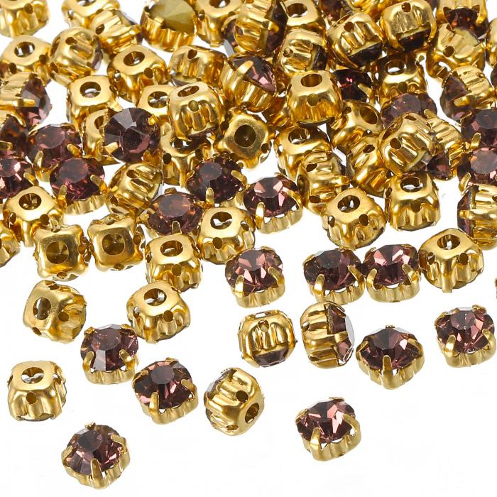 PATIKIL 7mm 爪縫い付けラインストーン水晶 100個ガラスメタルフラットバックベースフラワー爪宝石工芸品靴ドレス服針仕事ベルト縫製アクセサリー ホワイト