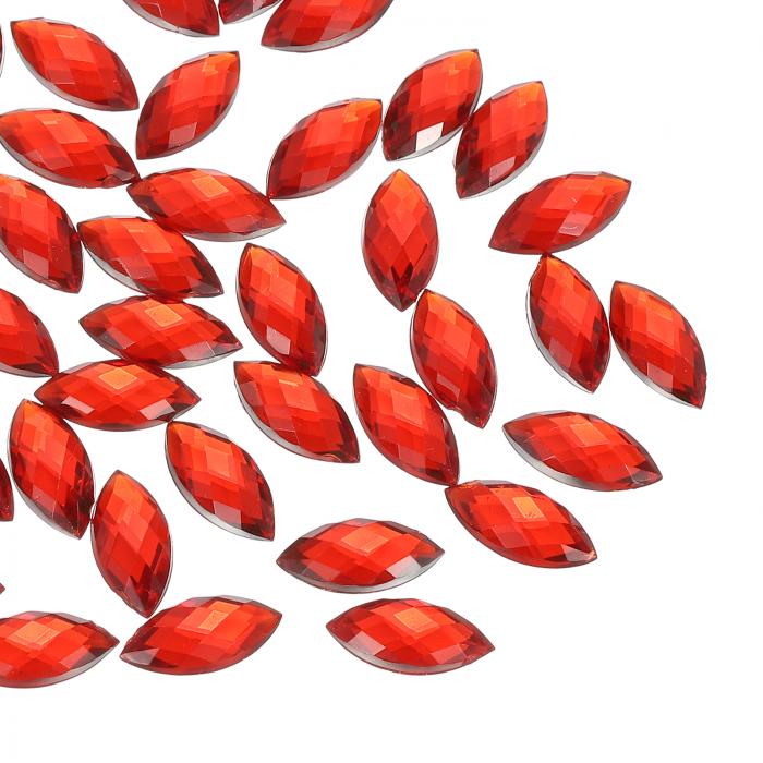 PATIKIL マーキスジェム 40個15x7mmアクリルラインストーンフラットバックナベットホースアイ水晶ジェム 宝飾品メイキングDIYクラフト ライトレッド