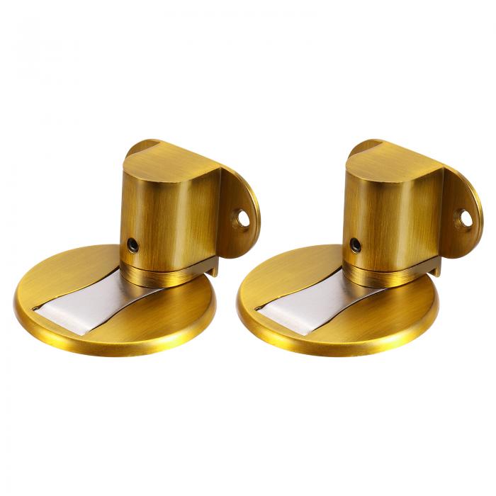 PATIKIL 見えないマグネットドアストップ 2個セット ドリル不要 調整可能なフロアマウントドアストップホルダー 自己粘着＆ネジマウント付き 家庭用オフィスベッドルームドアを開いたままに イエローブロンズ