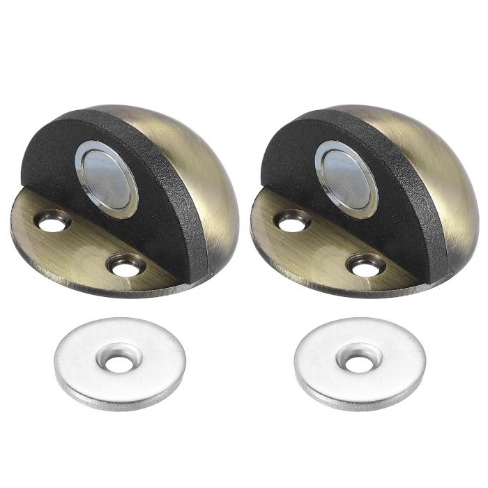 PATIKIL ドリル不要のマグネットドアストップ 2個入りのドーム型フロアマウントドアストッパー セルフアドヘーシブウォールプロテクターキャッチドアホルダー ホームオフィスベッドルームドアを開いたままにするためのブロンズ