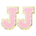 PATIKIL アイロン文字パッチ 2パックのシェニールグリッターレターパッチ ジーンズ 衣類 バッグ 帽子 シャツ クラフトの修理用に刺繍されたパッチ ピンク...
