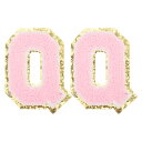 PATIKIL アイロン文字パッチ 2パックのシェニールグリッターレターパッチ ジーンズ 衣類 バッグ 帽子 シャツ クラフトの修理用に刺繍されたパッチ ピンク アルファベットQ