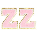 PATIKIL アイロン文字パッチ 2パックのシェニールグリッターレターパッチ ジーンズ 衣類 バッグ 帽子 シャツ クラフトの修理用に刺繍パッチ ピンク アル...