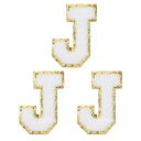 PATIKIL アイロン文字パッチ 3パックのシェニールグリッターレターパッチ ジーンズ 衣類 バッグ 帽子 シャツ クラフトの修理用に刺繍パッチ ホワイト ア...
