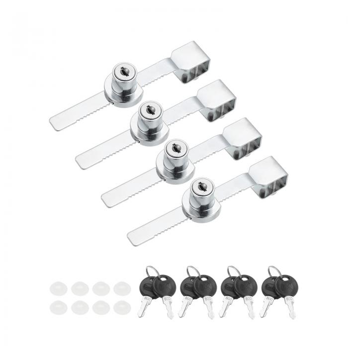 PATIKIL スライドガラスドアラチェットロック 143x14 mm 4個 同じキーのショーケースディスプレイセキ..