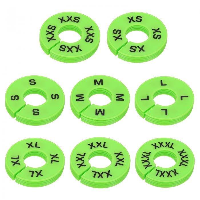PATIKIL 洋服の仕切り 洋服掛け用 40個 8つのサイズ ラウンド 事前に書かれた サイズマーク ラベルソートセパレータ クローゼット用 緑