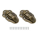 PATIKIL レトロスタイルのダックビルトグルハスプラッチ 2個入りの小さな金属製ビンテージボックストグルと取り付け用ネジ 宝飾品キャビネット 木製の普通のボ...
