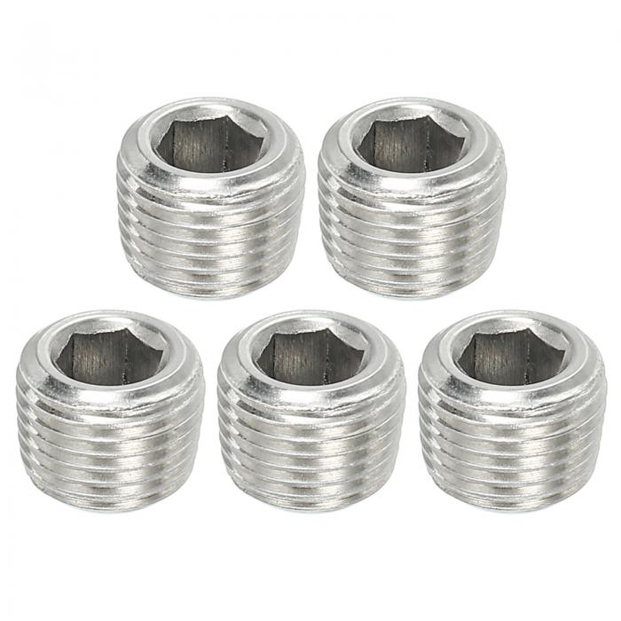 PATIKIL 1/8N PTメス パイププラグ内部六角スレッドソケット 5個のソリッドステンレススチールパイププ..