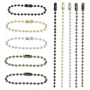 PATIKIL 2.4 mm x 100 mm ボールビーズチェーン 250個 ビーズリンク延長プルチェーン コネクタ付き タグ キーチェーンリング DIYクラフト用 5カラー