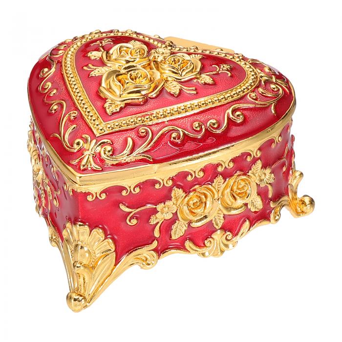 PATIKIL ヴィンテージメタルジ ュエリーボックス ハート形状トリンケットオーガナイザーボックスジ ュ..