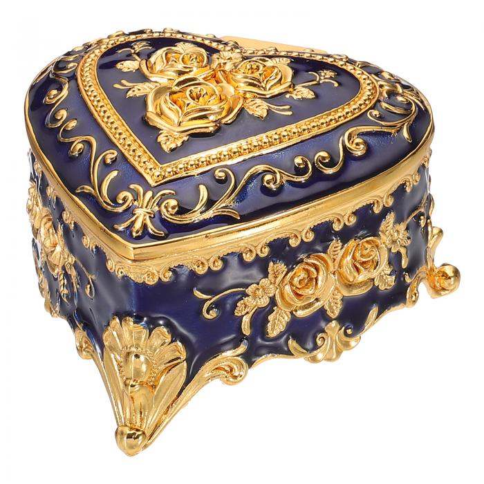 PATIKIL ヴィンテージメタルジ ュエリーボックス ハート形状の小物整理ボックスジ ュエリーストレージ..