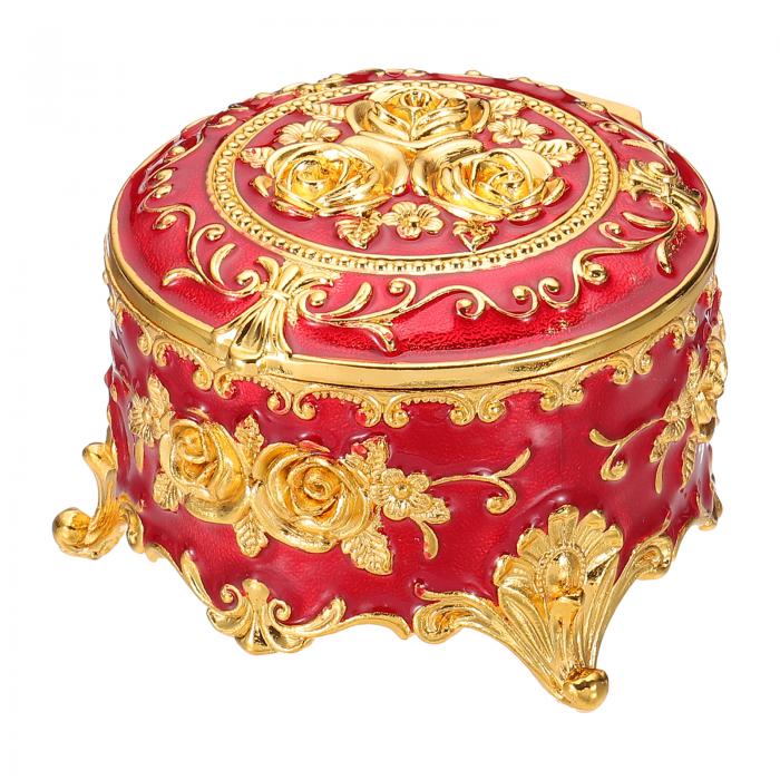 PATIKIL ヴィンテージメタルジ ュエリーボックス ラウンドトリンケットオーガナイザーボックスジ ュエ..