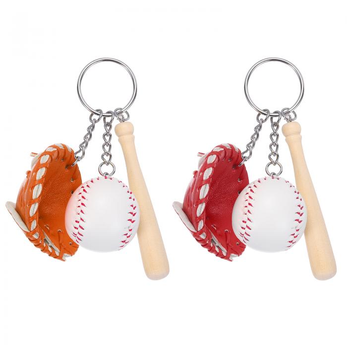 PATIKIL 野球キーチェーン 1のソフトボールグローブ野球バットキーチェーンスポーツノベルティチャームペンダント バックパック ギフト パーティーフェイバー 記念品 スポーツファン レッドオレンジ