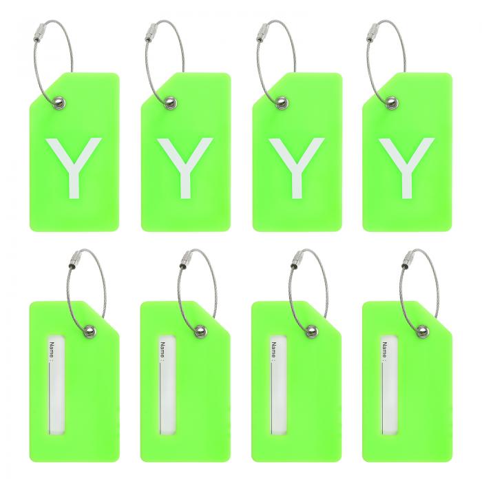 PATIKIL 初期荷物タグ 8個のシリコンスーツケースタグ識別子IDカードホルダー ステンレススチールルー..