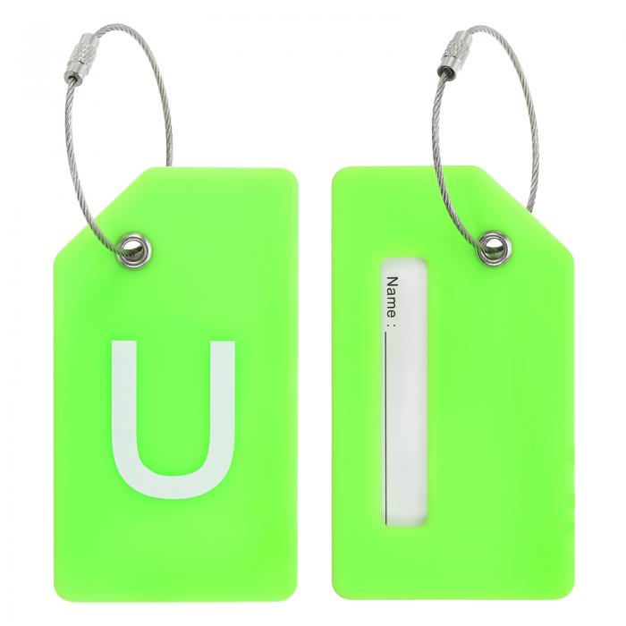 PATIKIL 初期荷物タグ 2個のシリコンスーツケースタグ識別子IDカードホルダー ステンレススチールルー..