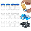 PATIKIL アルミプラスチックキャップ ゴムストッパー付きのクリアホウソウガラス製サンプルビアル5ml 12個セット 固体液体粉末の保管用 ダークシルバートーン(4)