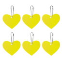 PATIKIL リフレクティブキーチェーンタグ 6個入りリフレクティブペンダントPVCハイビジビリティリフレクターキーリングセーフティリフレクタータグ バックパックサイクリングウォーキング用 蛍光イエロー