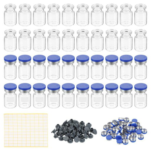 PATIKIL 5ml サンプルバイアル 100個 ラボ用空バイアル ブチルゴムストッパー付き クリンプトップキャップとラベル ホウケイ酸ガラスバイアル クリア PATIKIL 5ml サンプルバイアル 100個 ラボ用空バイアル ブチルゴムストッパー付き クリンプトップキャップとラベル ホウケイ酸ガラスバイアル クリア