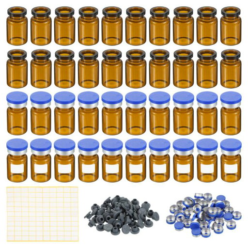 PATIKIL 6ml サンプルバイアル 100個 ラボ用空バイアル ブチルゴムストッパー付き クリンプトップキャップとラベル ホウケイ酸ガラスバイアル アンバー PATIKIL 6ml サンプルバイアル 100個 ラボ用空バイアル ブチルゴムストッパー付き クリンプトップキャップとラベル ホウケイ酸ガラスバイアル アンバー