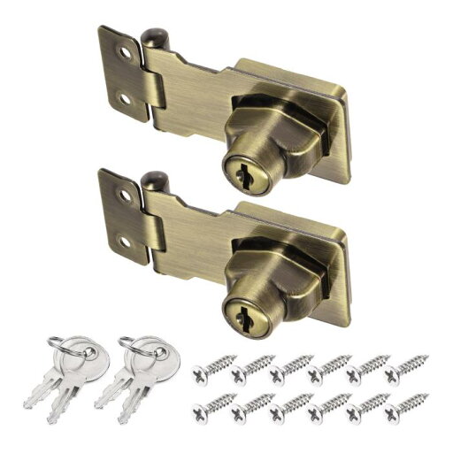 PATIKIL キー付きハスプロック 2個入り2.5" ツイス トノブロックハスプロックメタルセーフティハスプラッチェス キーが異なる ブロンズ PATIKIL キー付きハスプロック 2個入り2.5" ツイス トノブロックハスプロックメタルセーフティハスプラッチェス キーが異なる ブロンズ
