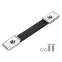 PATIKIL ハンドルストラップ交換 6.3" ゴムアンプスピーカーキャビネットストラップハンドル メタルエンドキャップとハードウェアアクセサリー付き シルバートーン