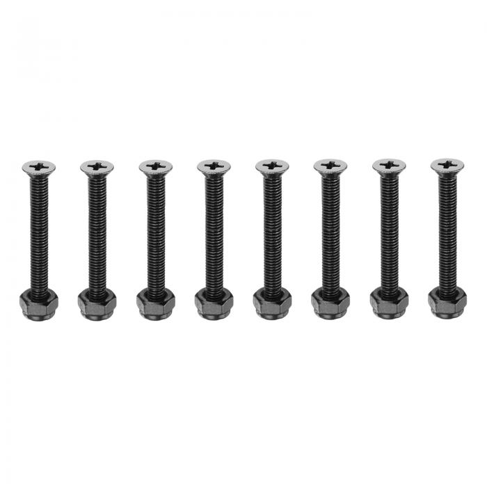 PATIKIL スケートボード取り付け用ハードウェア 1-1/8" / 29mm 8個 カーボン鋼製 スケートボードデスク用ネジボルト&ナット フラットヘッド クルーザー用 黒