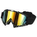PATIKIL ダートバイクゴーグル オートバイゴーグルATVゴーグルスキーゴーグルレーシング ゴーグルマウンテンリングスカイダイビングスキーライディング用 黒と金色レンズ(4)