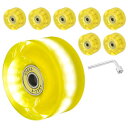 PATIKIL ローラースケートホイールセット 8個 58 mm 82A ライトアップスケートボード クルーザーホイールセット ベアリングトラ ックツールキット付き 屋外ダブルロースケート用 イェロー