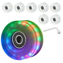 PATIKIL ローラースケートホイールセット 8個 58 mm 82A ライトアップスケートボードクルーザーホイールセット ベアリング付き トラ ックツールキット ダブルロースケート用 レッド ブルー 緑