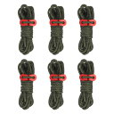 PATIKIL 4mm テントロープ 6パック 13ft 反射ガイラインコード タイダウンロープ パラコード キャンプロープ レッドアルミコードアジャスター付き キャンプ ハイキング テント用 オリーブ緑(4)