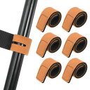 PATIKIL フィッシングロッドストラップ 6個フック&ループフィッシングロッドタイラップエラスティックポールストラップベルトスト レッチタックルタイスキャスティングホルダーバンドスピニングキャスティングロッドフライロッド オレンジ