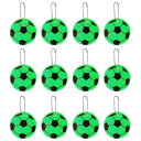 PATIKIL リフレクティブキーチェーンタグ 12個入りリフレクティブフットボールペンダントPVCハイビジビリティリフレクタータグ 防水安全リフレクター バックパックハンドバッグ用 緑