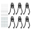 PATIKIL ガレージフック ヘビーデューティ 6個セット ユーティリティ収納フック 壁掛けフック バルクアイテム用 自転車 はしご 庭用(黒)65 x 68 x 110ミリメートル