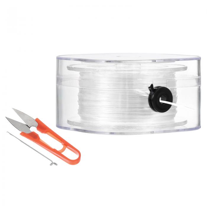 PATIKIL 55ヤードフラット伸縮性ブレスレットストリング 0.8mm 伸縮性ストリングビーズコード ビーズ用ニードルとハサミ付き ブレスレットビーズ宝石作り用 ホワイト