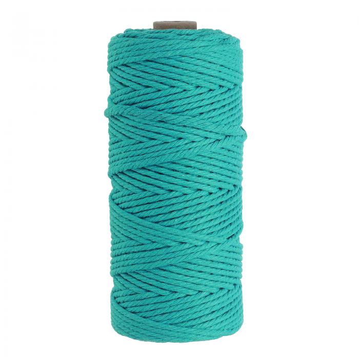 PATIKIL 3 mm x 109ヤードマクラメコード 柔らかい綿カラーマクラメ糸ロープストリング4本撚り 壁掛けプラントハンガードリームキャッチャーDIY編み物用品 シアンブルー