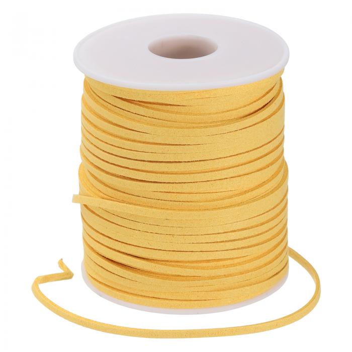 PATIKIL 49ヤード×2.6mmフェイクスエードレザーコード ブレスレットネックレスビーズ作りDIYクラフト用レザーレースストリング イエロー