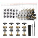 uxcell 24セットのレザースナップファスナーキット12mmメタルスナップボタンプレススタッドレザーリベットスナップ 3つのセッターツール付き 服 ジャケット ジーンズ 黒